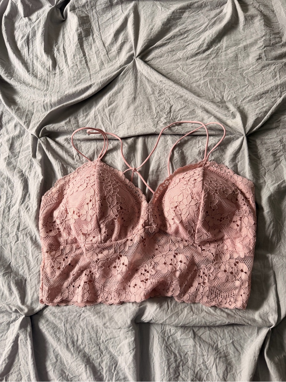 Bozzolo Pink Floral Lace Longline Bralette